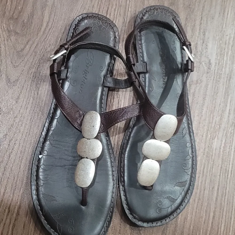 Brighton Orlean T-Strap Leather Sandals 8
